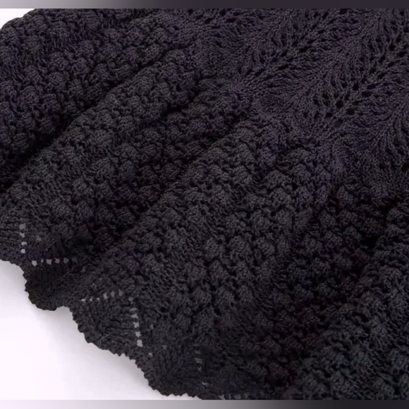Zara Black Knit Crochet Woven Ruffle Skirt - Picture 8 of 9